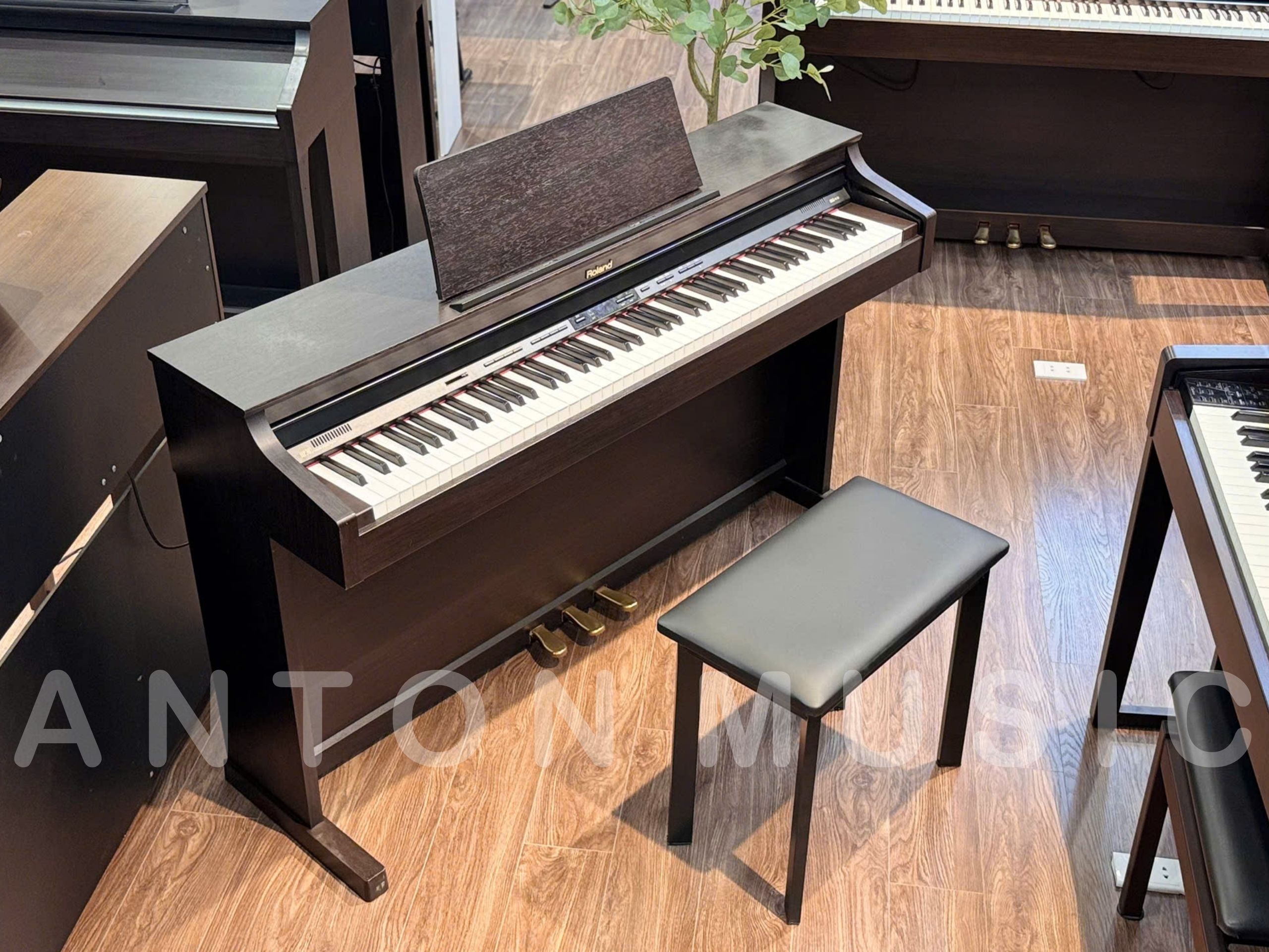 Roland HP-302R nâu đen trong điều kiện ánh sáng tự nhiên