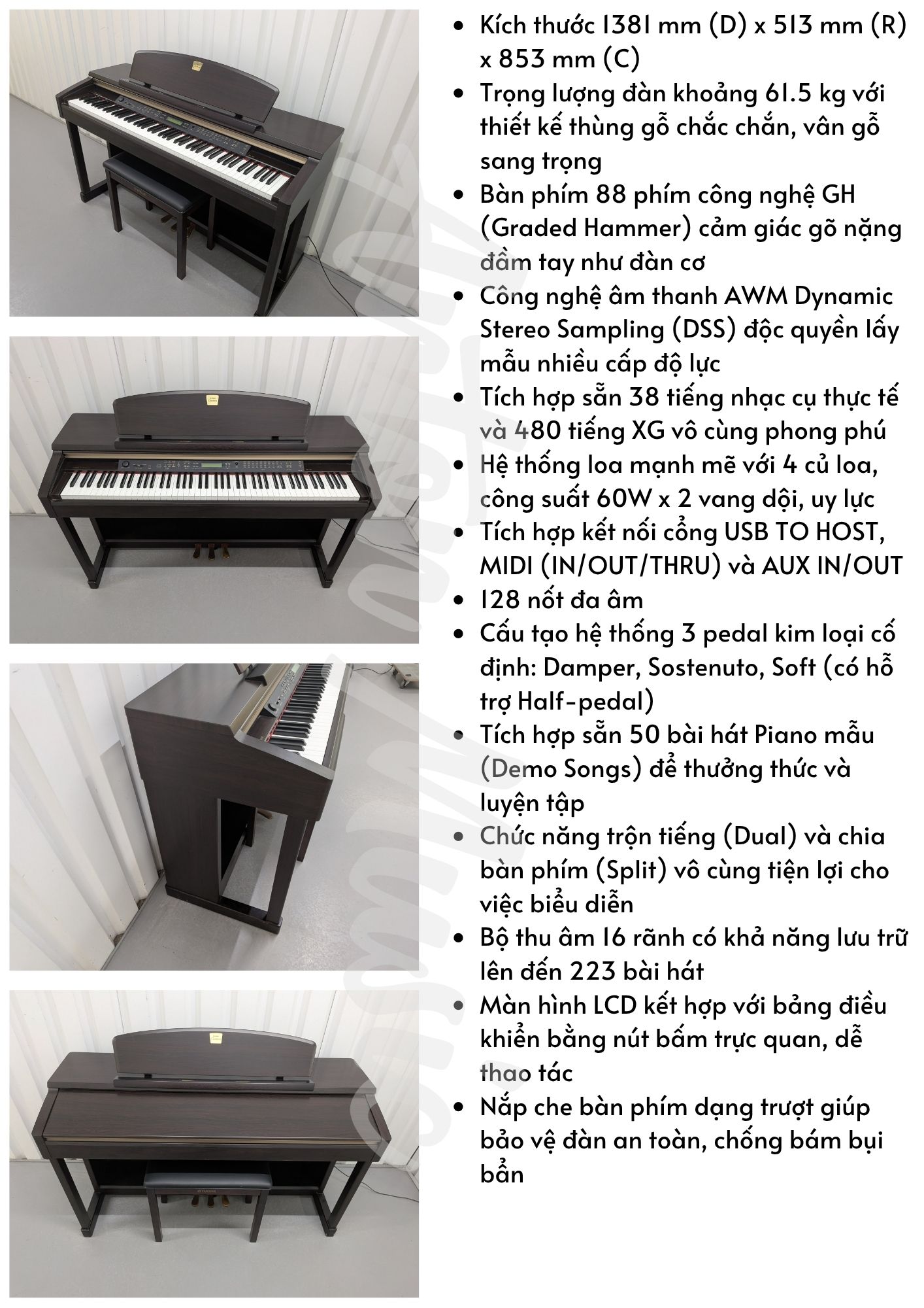 Đàn piano điện giá rẻ Yamaha CLP150 giá từ 10 triệu