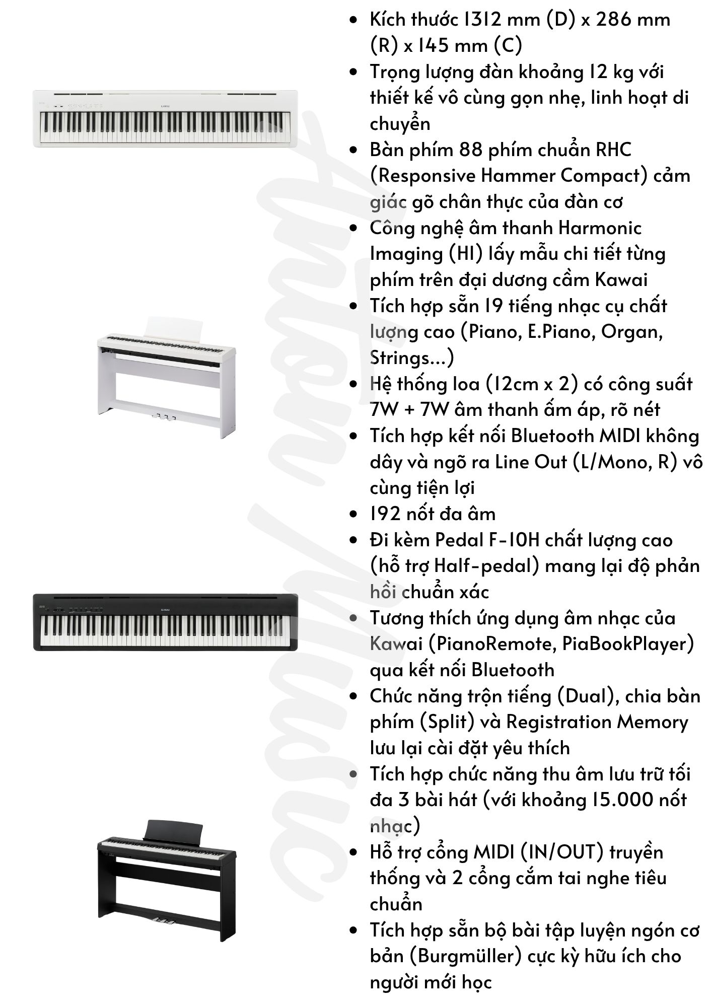 Đàn piano điện Kawai ES110 giá 13.5 triệu cảm giác phím chân thực có Bluetooth