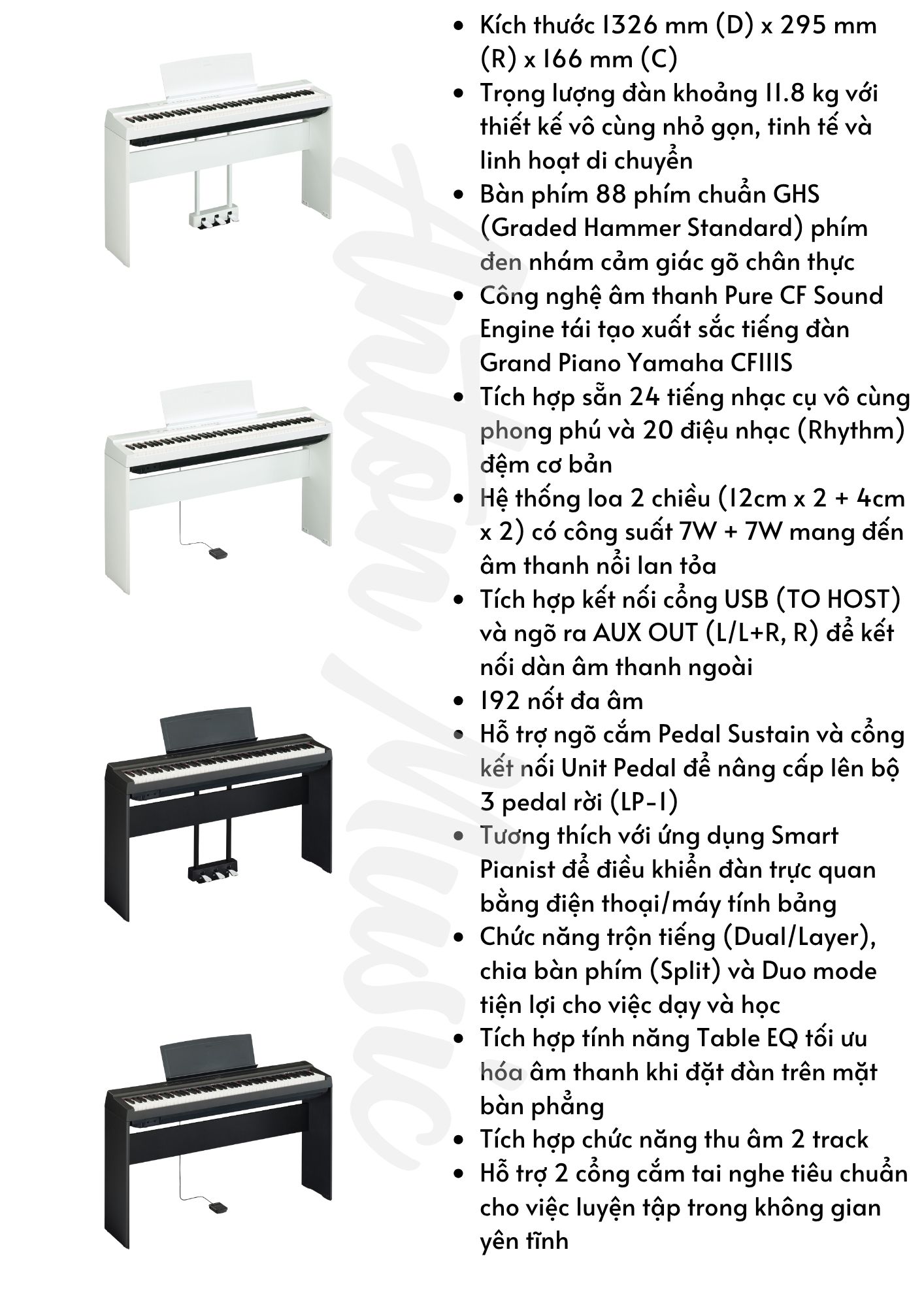 Đàn piano cho học tập và biểu diễn di động Yamaha P125 (giá 12.5 triệu)