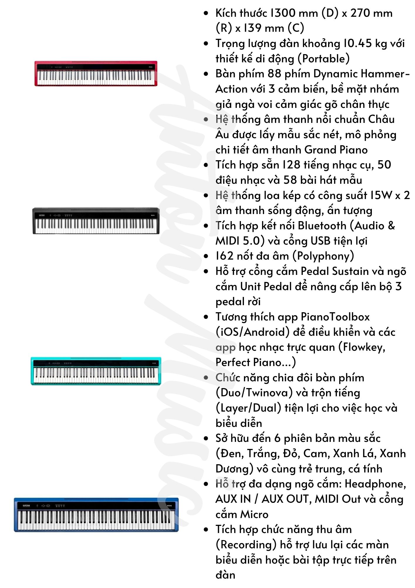 Đàn piano điện giá 10 triệu Kurtzman P215 giá chỉ 7 triệu