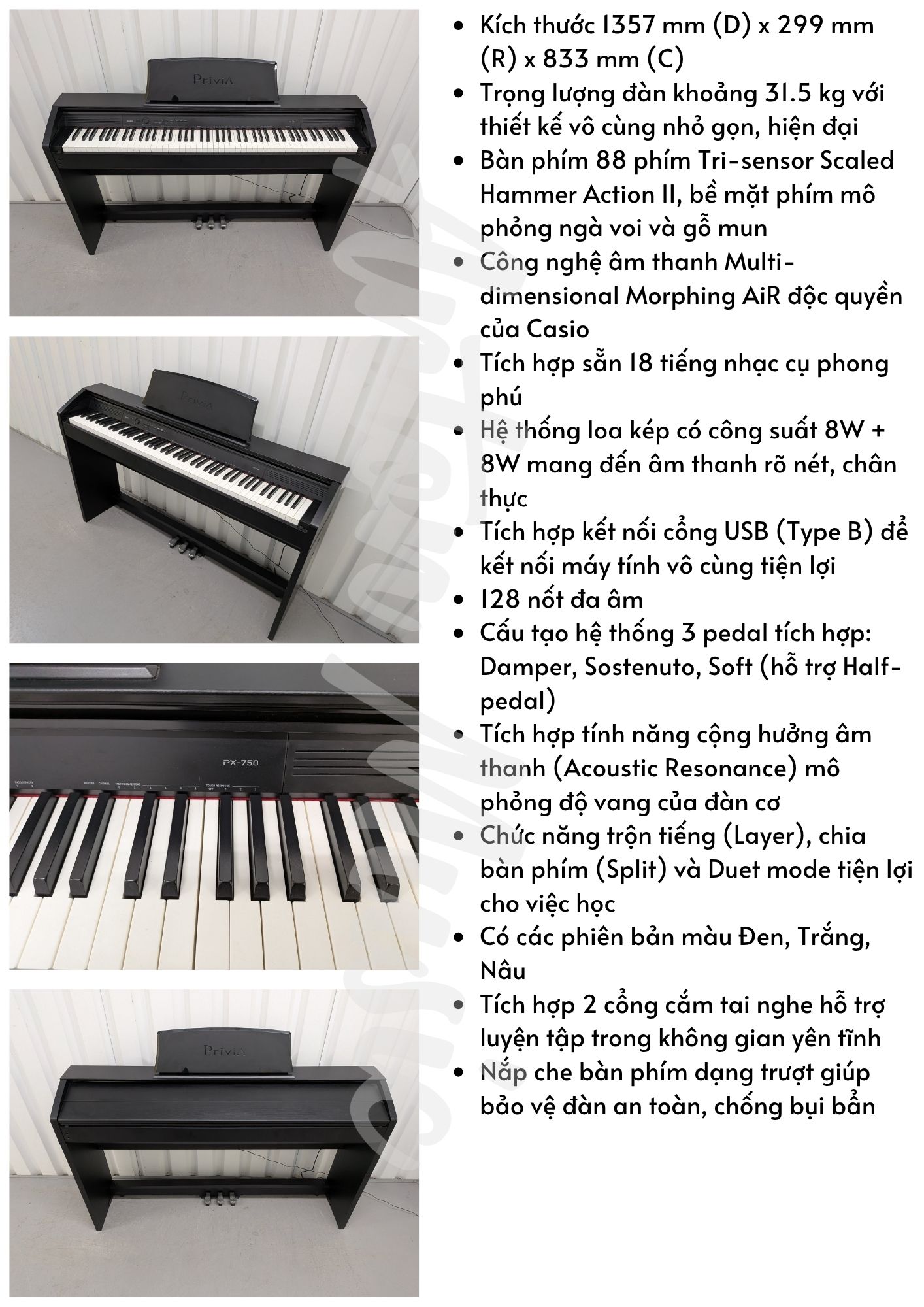 Đàn piano điện giá dưới 10 triệu Casio PX750 giá chỉ 8.5 triệu