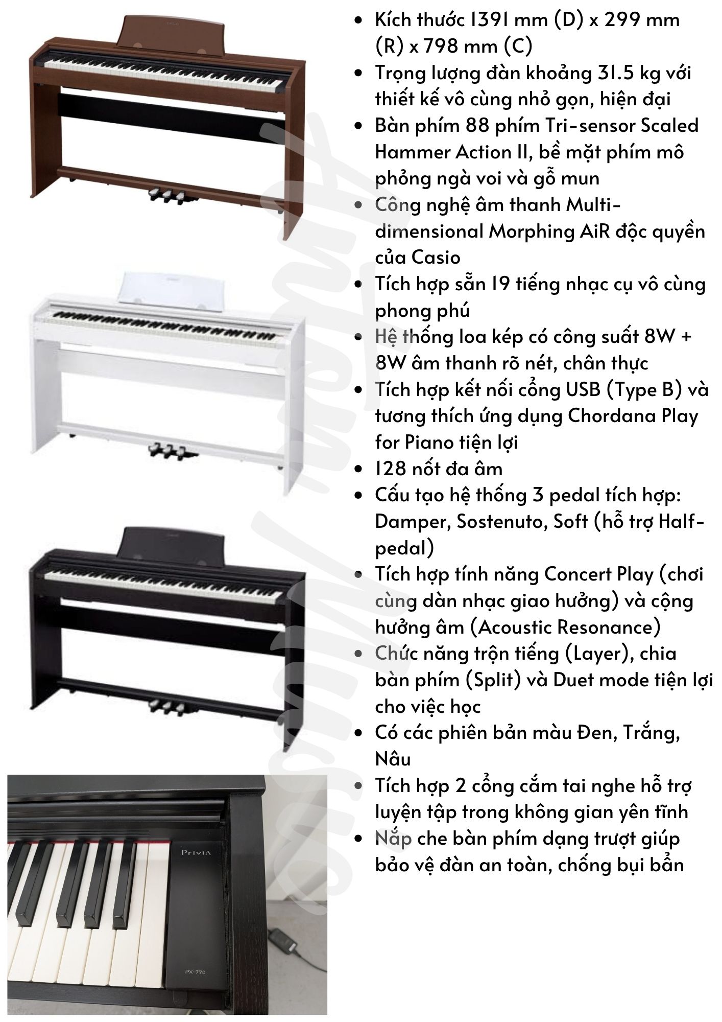 Đàn piano điện Casio PX770 giá chỉ 10.5 triệu