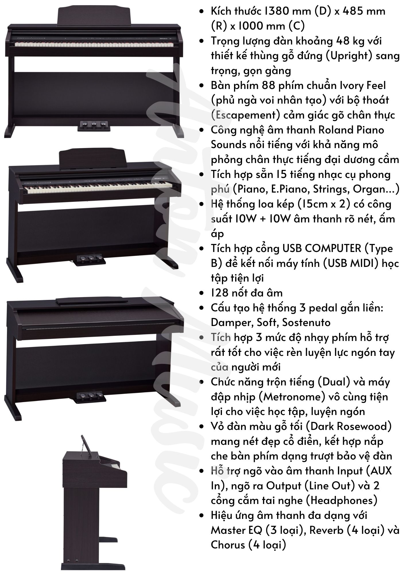 Đàn piano điện phổ thông giá rẻ Roland RP30 giá 11 triệu