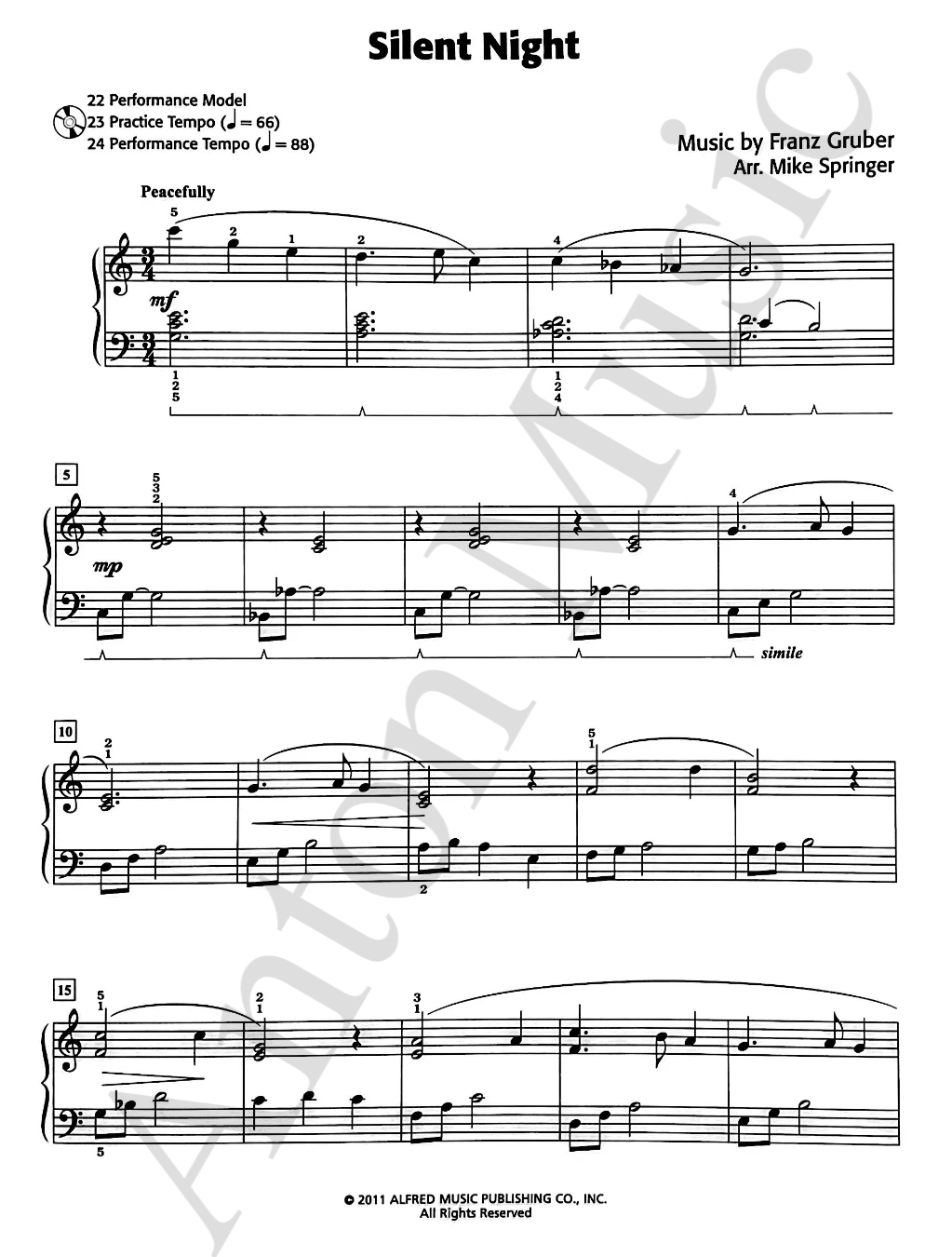 Silent Night (Đêm Thánh Vô Cùng) Sheet Piano Miễn Phí