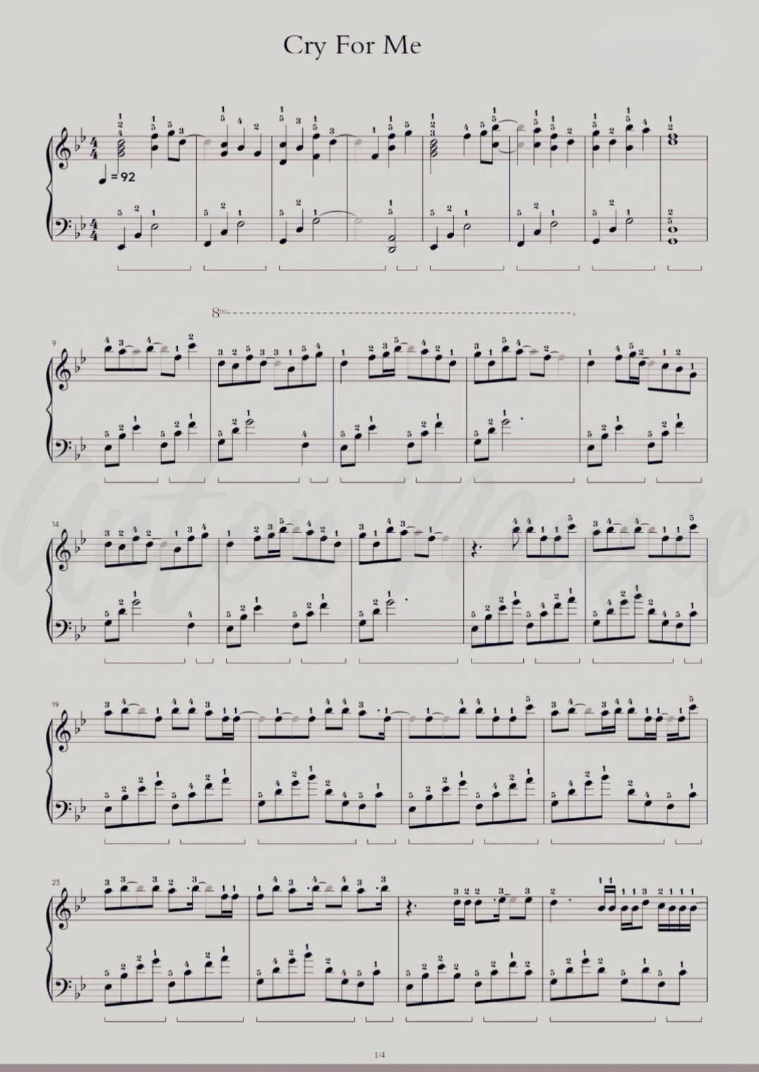 Bản PDF Sheet Piano Bài Hát Cry For Me Michita Ft. Ami Miễn Phí