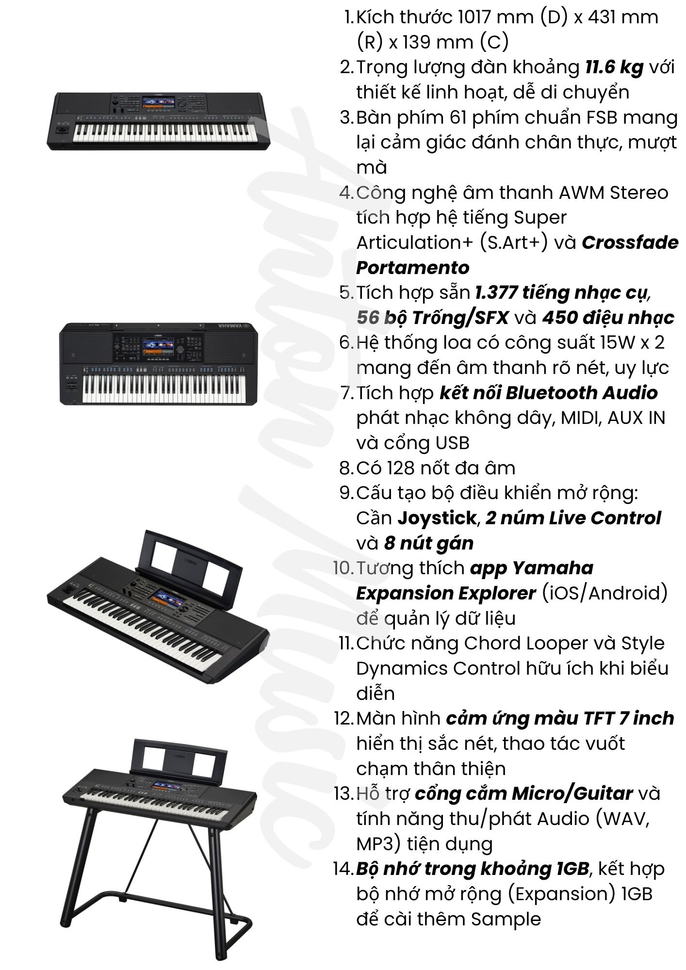 Đàn organ 61 phím biểu diễn sân khấu Yamaha PSR-SX720+ cao cấp (SX720 Plus)